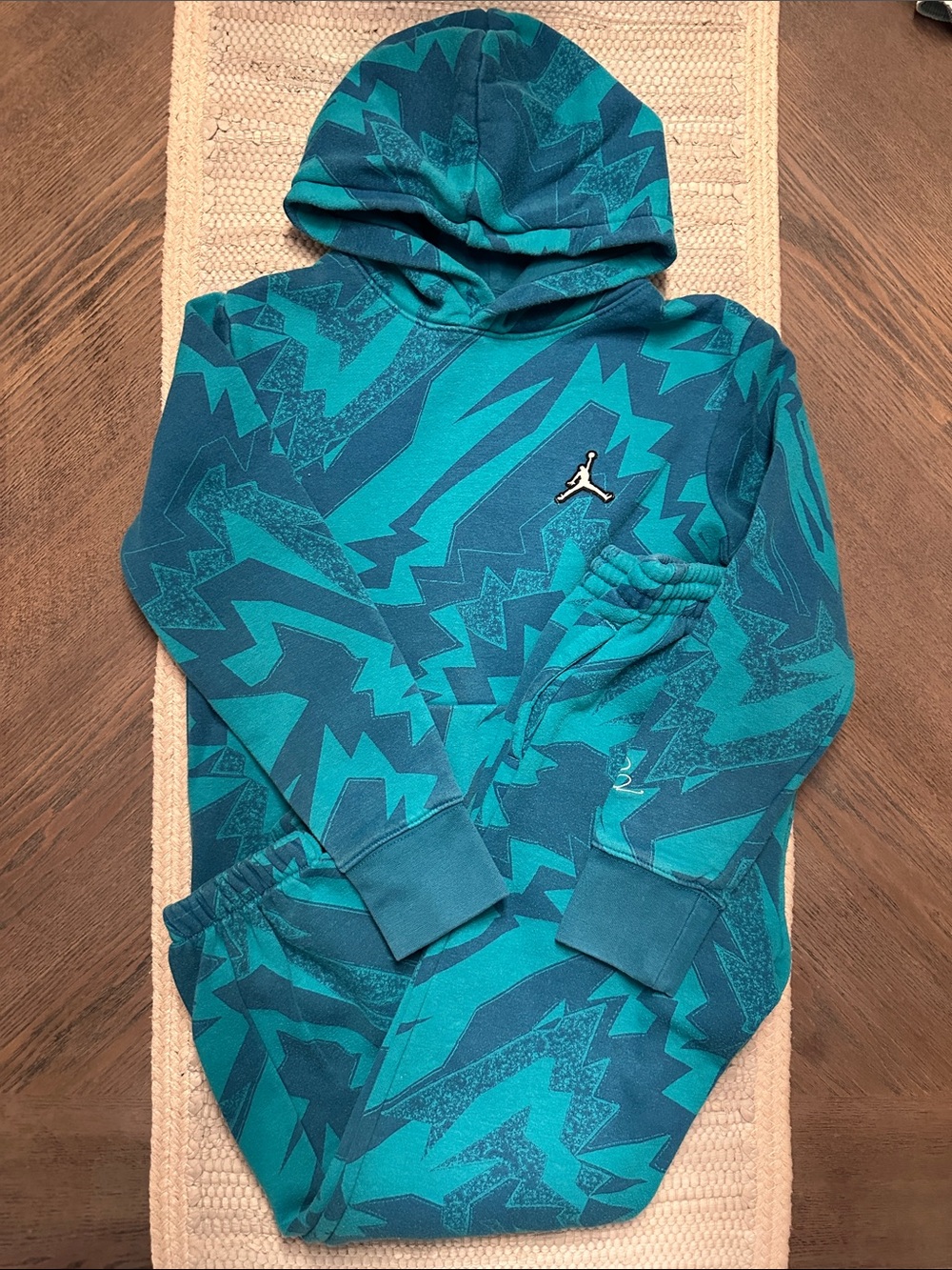Jordan Teal & Dark Teal Zigzag Hoodie and Sweatpants Set
